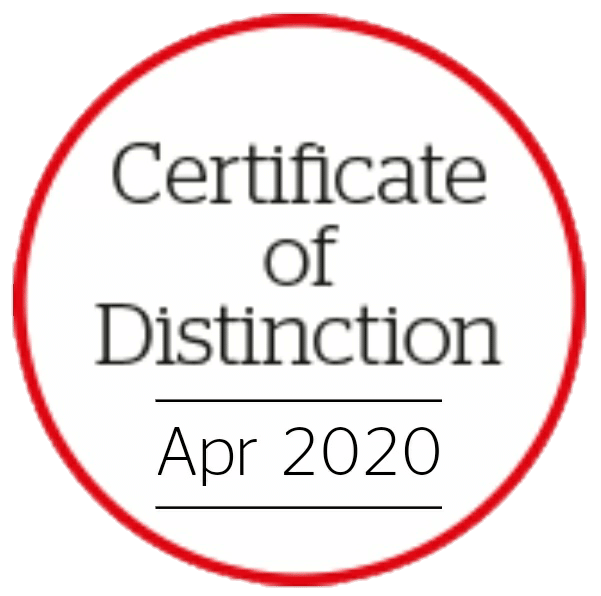 Which? Trusted Trader - Certificate of Distinction - April 2020
